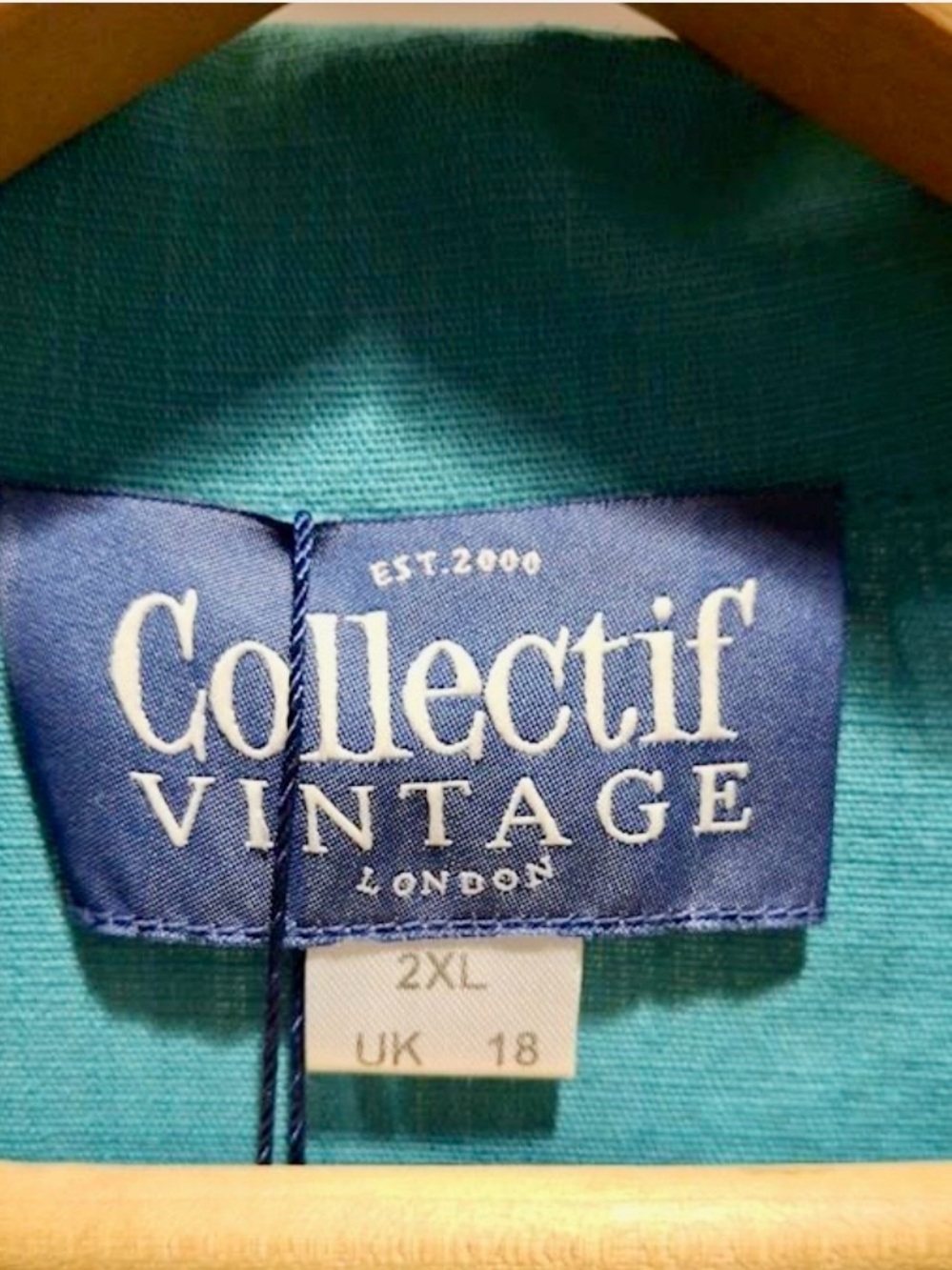 Collectif Teal Button-Front Midi Dress - Picture 2 of 4